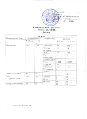 ЕЖЕДНЕВНОЕ МЕНЮ. 28.11.2022 г.