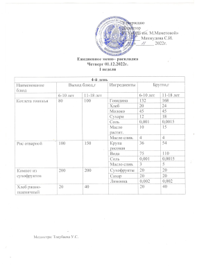 ЕЖЕДНЕВНОЕ МЕНЮ. 01.12.2022 г.