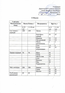 15.11.2022ж Преспективалық ас мәзірі