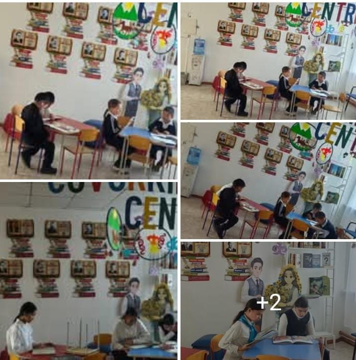 Мектепте үлкен үзіліс кезінде сүйікті кітап оқу кезені