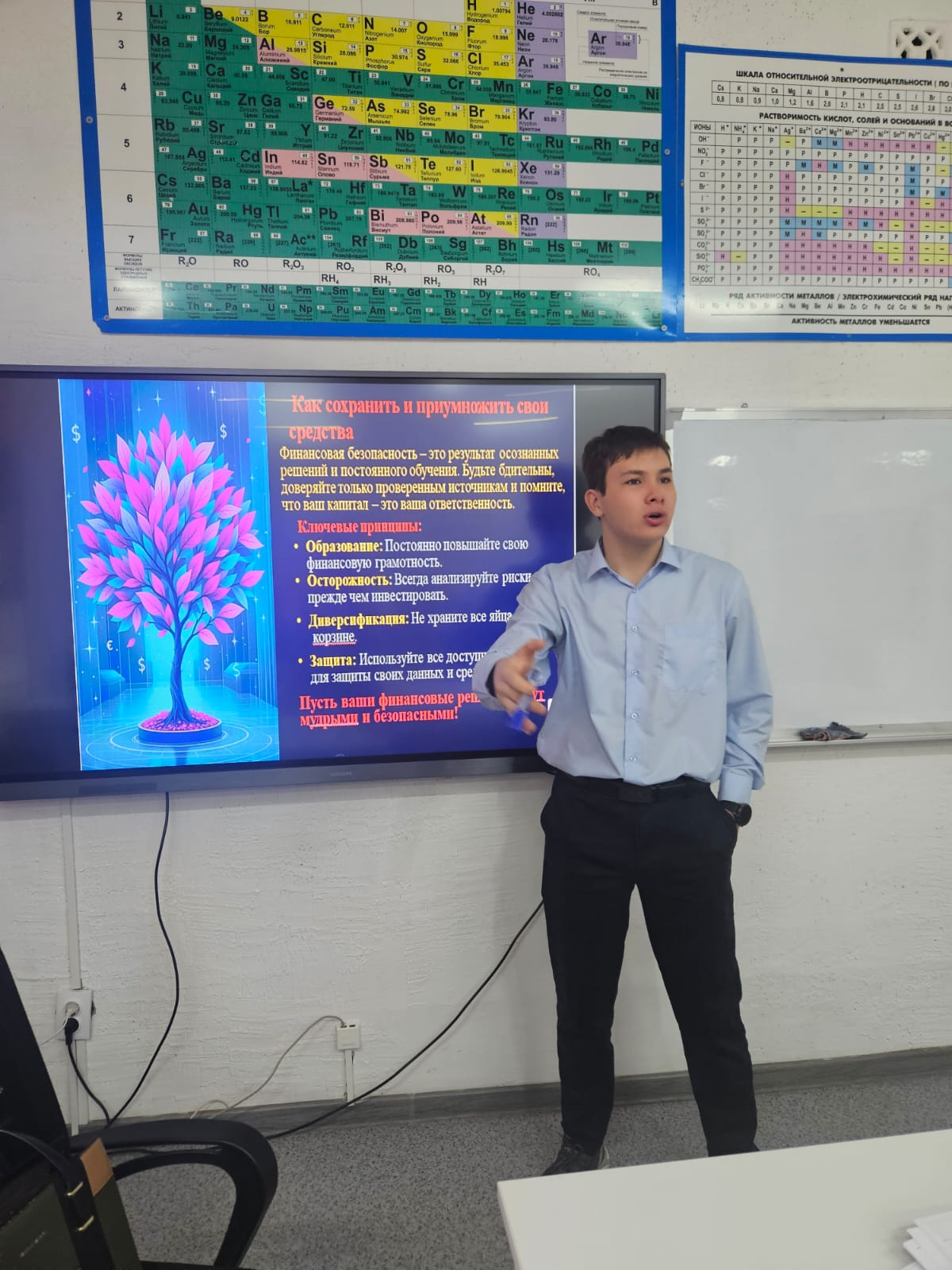 В 11А классе прошёл классный час на тему «Правила безопасности финансовых операций. Опасность финансовых пирамид».