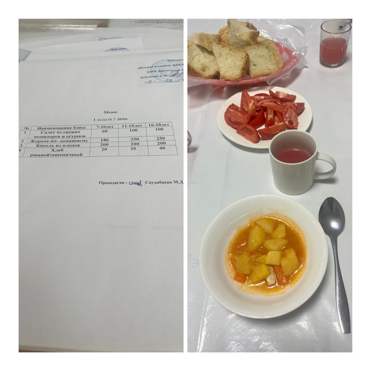 Школьное питание на 16 сентября»