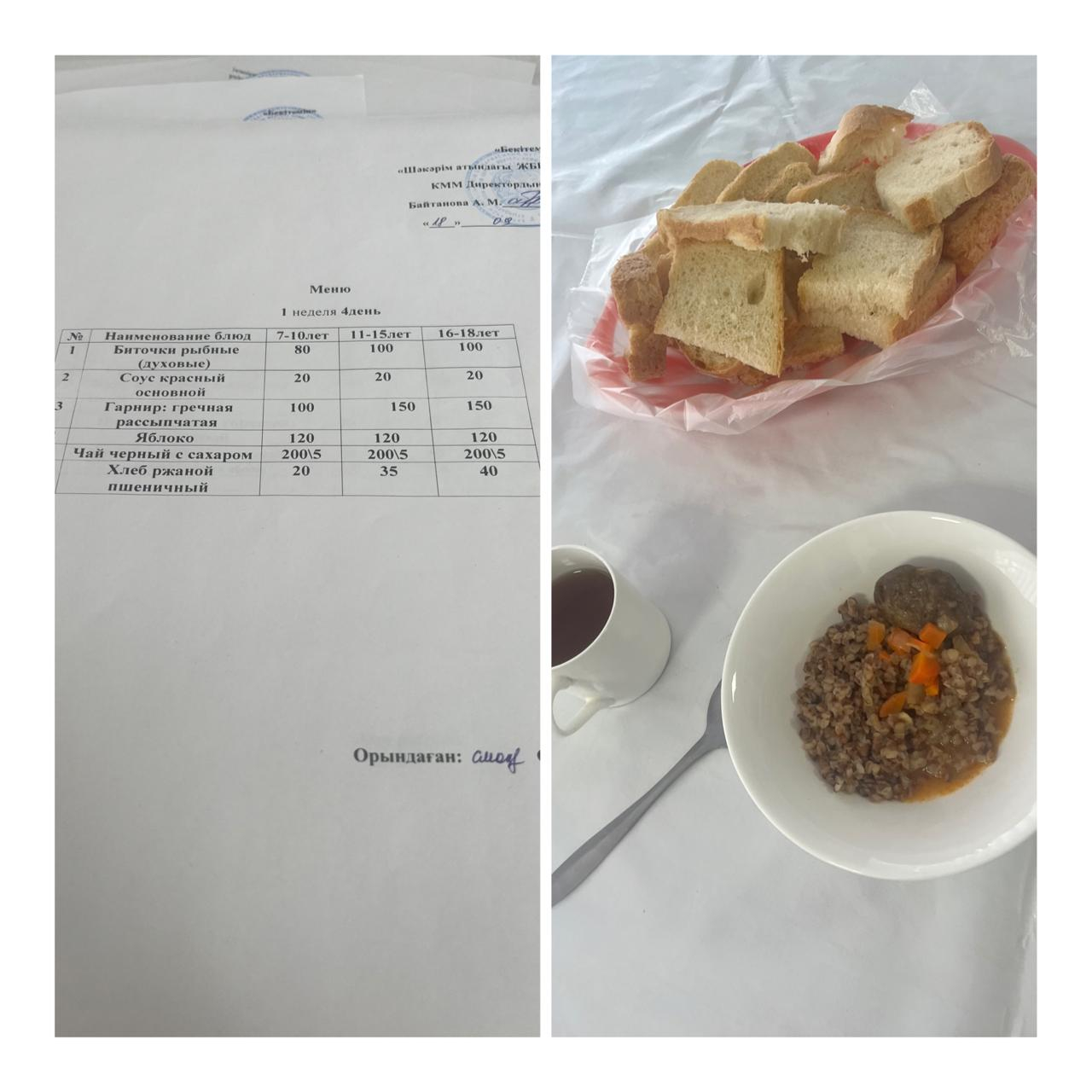 Школьное питание на 18 сентября»