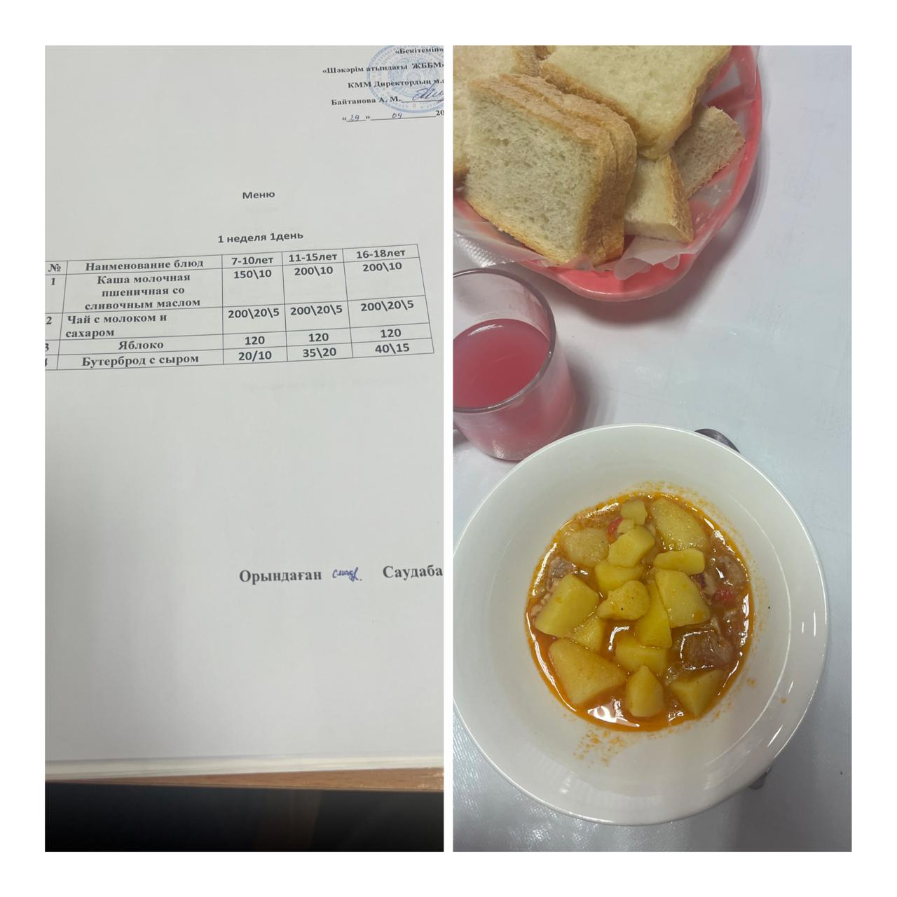 Школьное питание на 30 сентября»