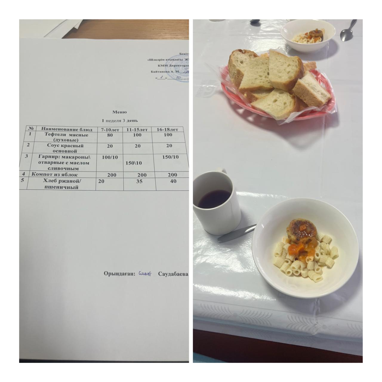 Школьное питание на 1 октября »