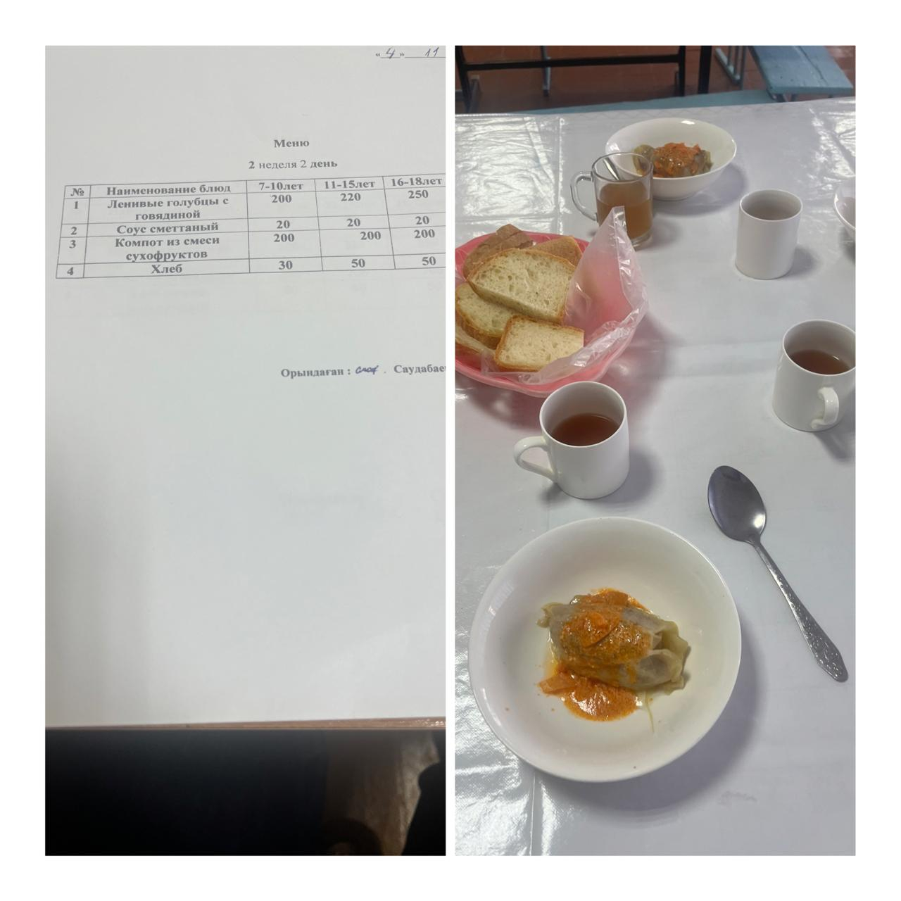 Школьное питание на  4 ноября  »