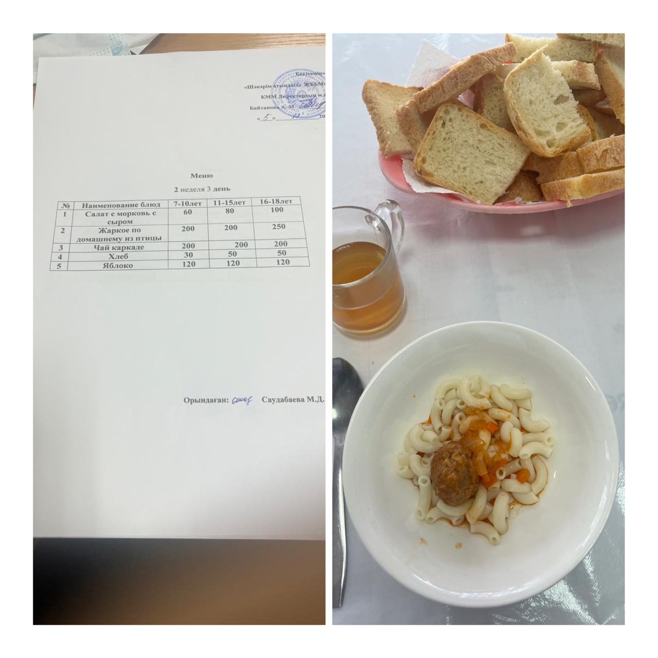  « 6 қараша  мектептегі тамақтану»