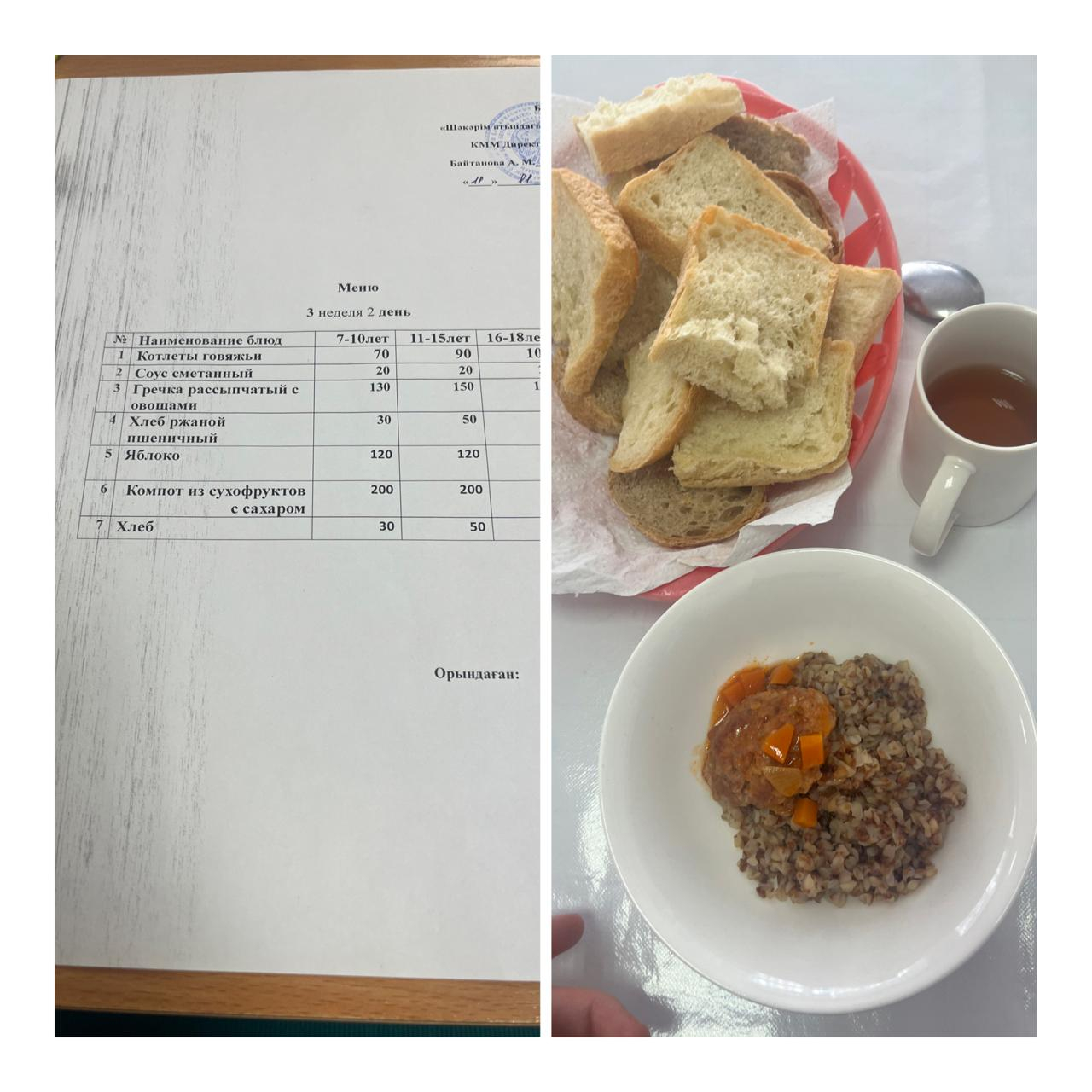 Школьное питание на  11ноября