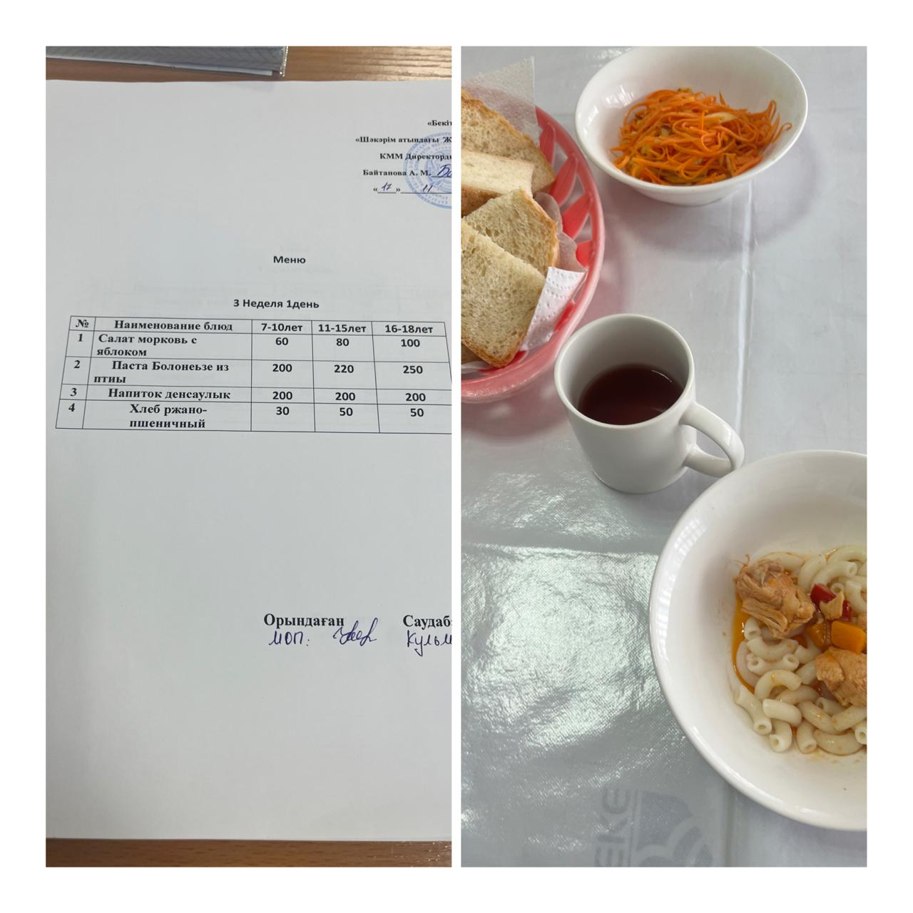 Школьное питание на  17ноября