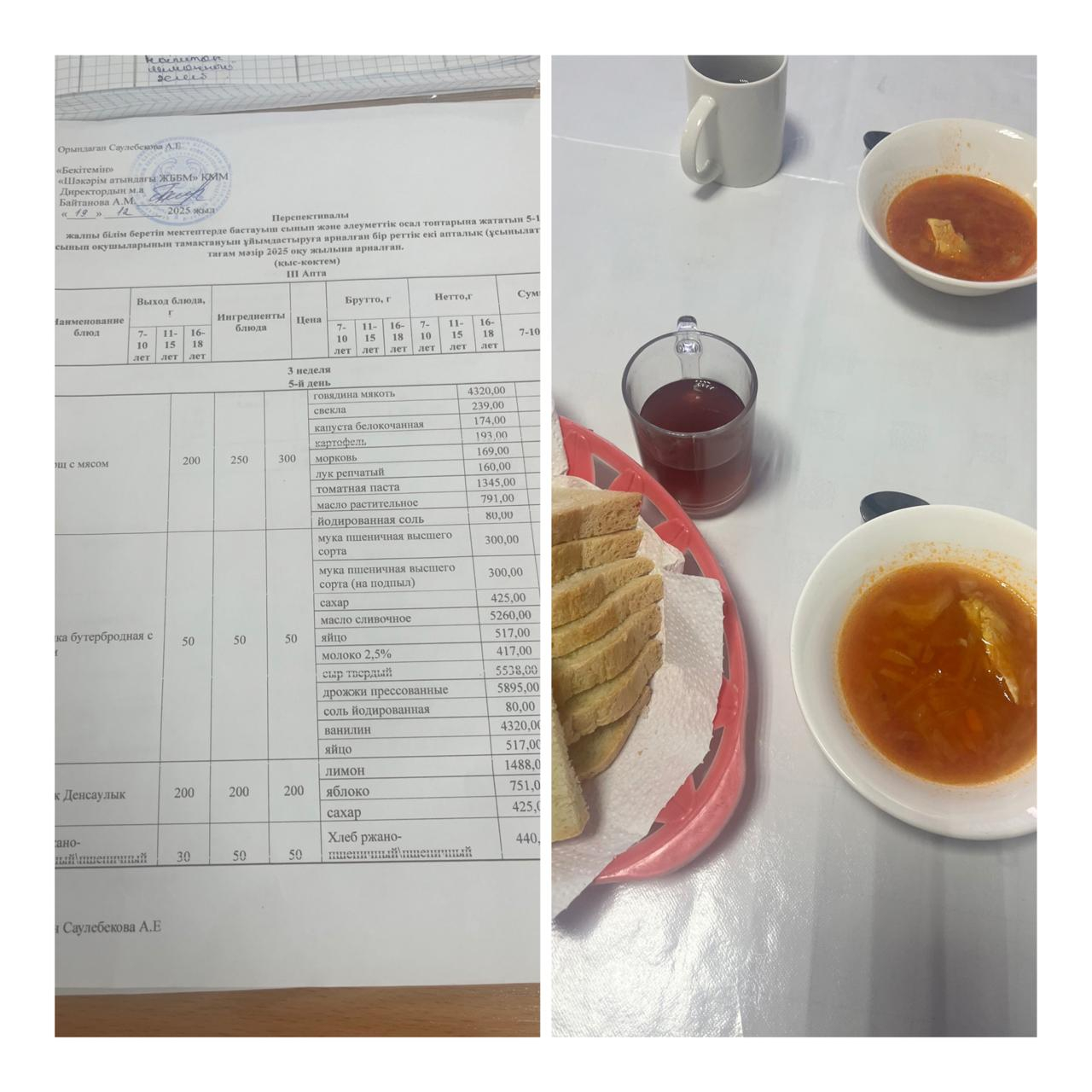   19 желтқсанға   мектептегі тамақтану