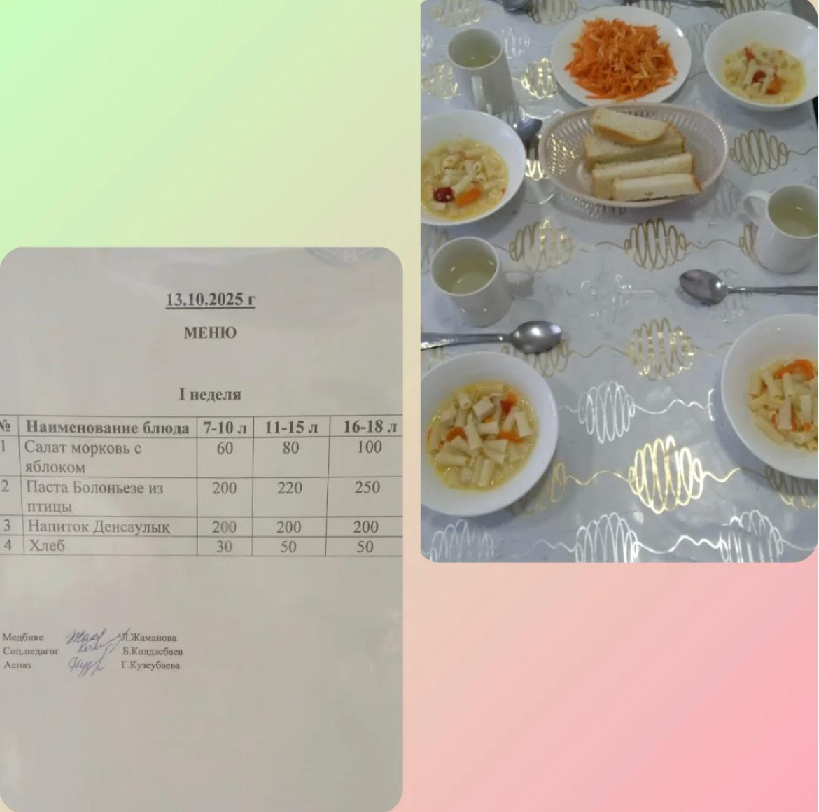 Ас мәзірі 13.10.2025