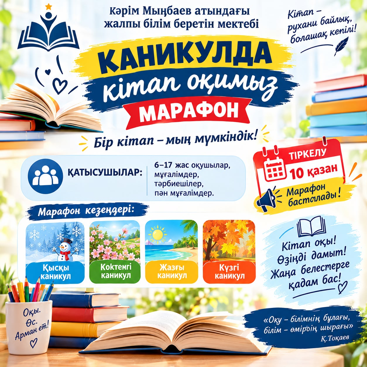 «Каникулда кітап оқимыз» республикалық кітап оқу марафоны